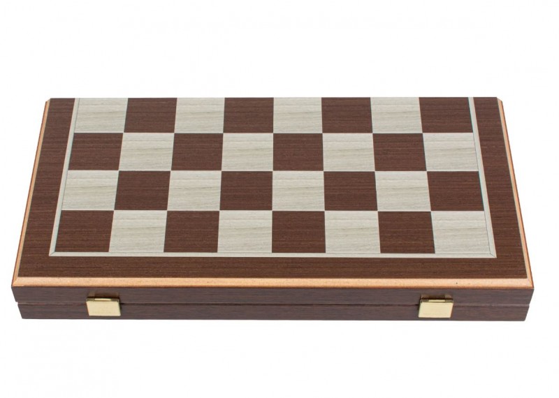 Šah set + Dama MANOPOULOS Walnut & Oak points 30x17 cm