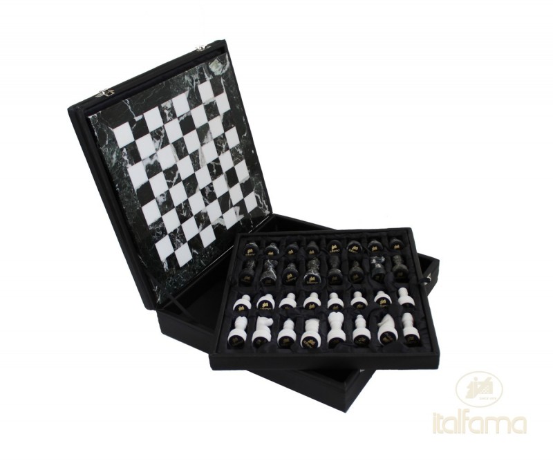 Šah set ITALFAMA Marble Black/white with case 40x40 cm