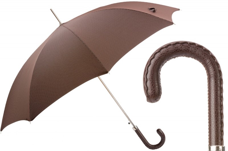 Kišobran Pasotti - Gentleman Umbrella with Brown Leather Handle