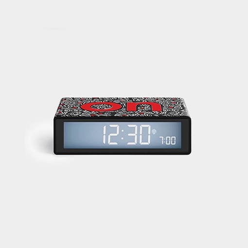 Sat budilica LEXON x KEITH HARING Flip+, Love, crni