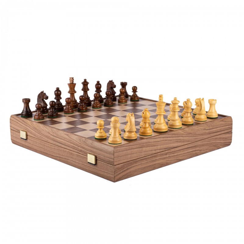 Šah set MANOPOULOS Staunton Chessmen & Olive Burl Chessboard 43x43 cm