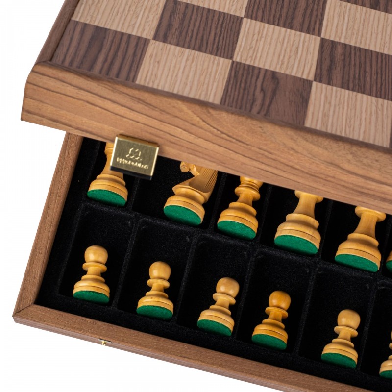 Šah set MANOPOULOS Staunton Chessmen & Olive Burl Chessboard 43x43 cm