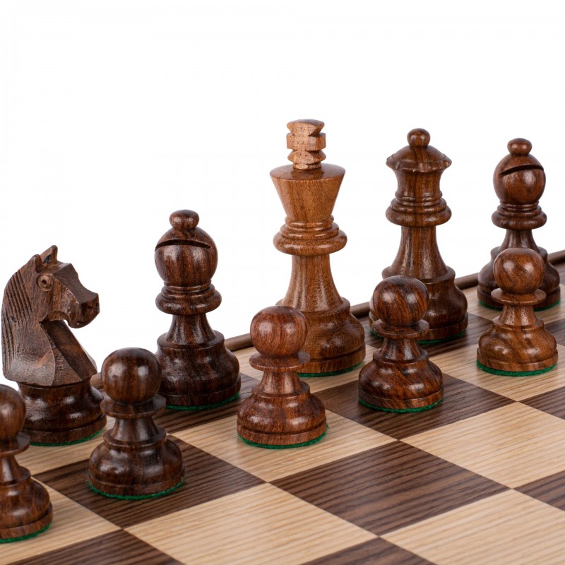 Šah set MANOPOULOS Staunton Chessmen & Olive Burl Chessboard 43x43 cm
