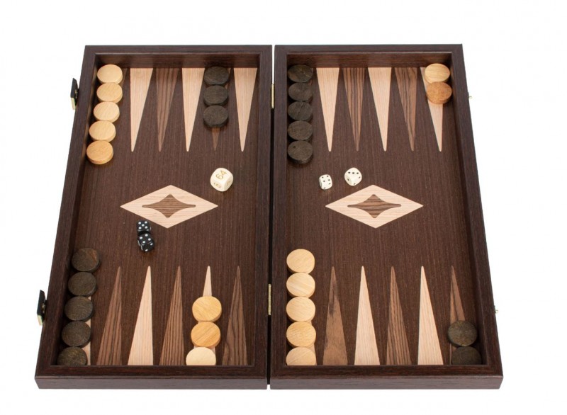 Šah set + Dama MANOPOULOS Walnut & Oak points 38x20 cm